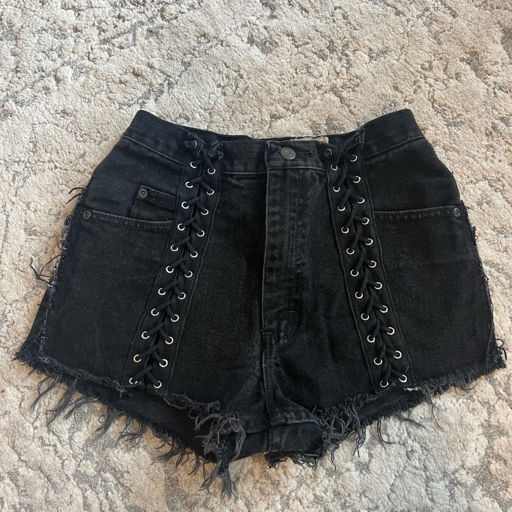 Furst of a kind black denim shorts